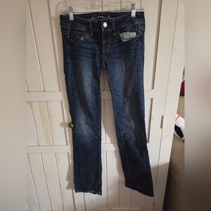 AMERICAN EAGLE 2 Long Stretch Straight Dark Blue Jeana